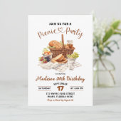 Summer Beige Earth Tone Picnic Party Birthday 招待状 (スタンド正面)