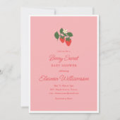 Summer Berry Sweet Strawberry Pink Baby Shower 招待状 (正面)