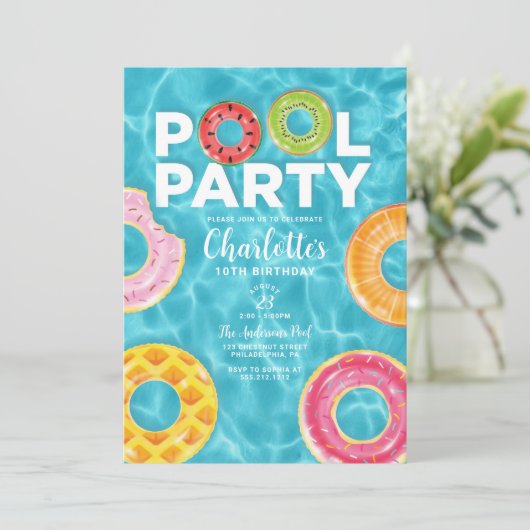 Summer Birthday Pool Party Invitation 招待状 (スタンド正面)
