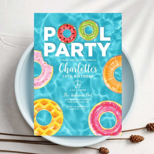 Summer Birthday Pool Party Invitation 招待状