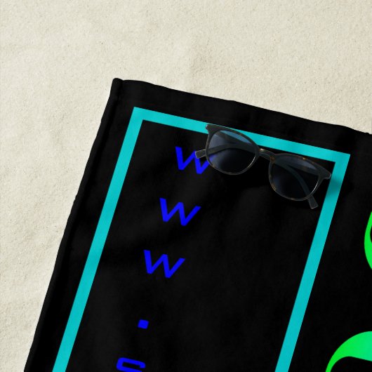 Summer Black Pink Blue Website Name Monogram ビーチタオル (インサイチュ)