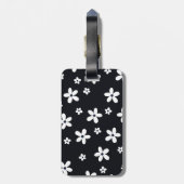 Summer Boho Black White Daisy Flowers ラゲッジタグ (裏面縦)