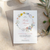 Summer Boho Wildflowers Baby Shower Invitation 招待状