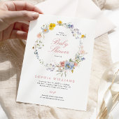 Summer Boho Wildflowers Baby Shower Invitation 招待状