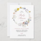 Summer Boho Wildflowers Baby Shower Invitation 招待状 (正面)