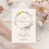Summer Boho Wildflowers Baptism Invitation 招待状