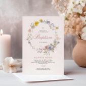 Summer Boho Wildflowers Baptism Invitation 招待状