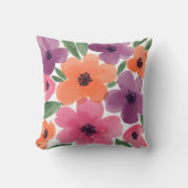 Summer Break Pillow – Watercolor Floral Botanical クッション (正面)