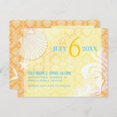 Summer Breezeビーチ結婚式保存日 案内ポストカード (正面/裏面)