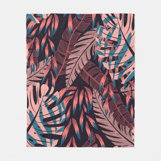 Summer bright seamless background with colorful tr フリースブランケット (正面)