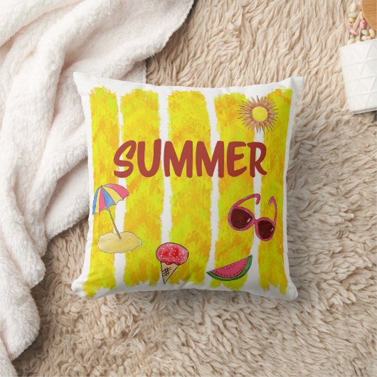 Summer, Brushstroke Design クッション (ブランケット)