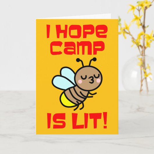 Summer Camp Camp Is Lit Lightning Bug Blank カード (黄色い花)