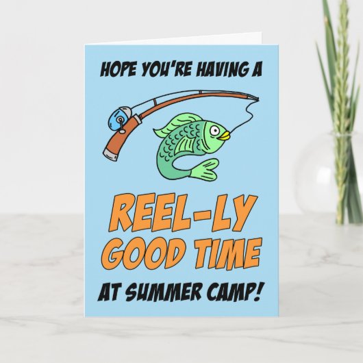 Summer Camp Fishing Cute Fish Blank カード (正面)