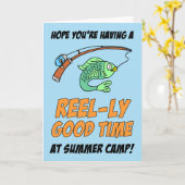 Summer Camp Fishing Cute Fish Blank カード (黄色い花)