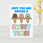 Summer Camp Sweet Time Ice Cream Blank カード (黄色い花)