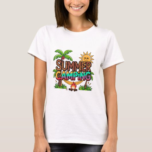 Summer Camping Leopard Print Beach Hammock  Tシャツ (正面)