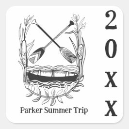 Summer Canoe Family Trip custom napkins スクエアシール