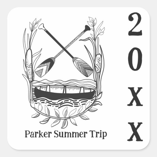 Summer Canoe Family Trip custom napkins スクエアシール (正面)