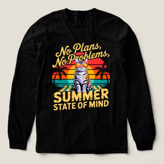 Summer Cat Chill - No Plans No Problems Feline トライブレンドＴシャツ (デザイン正面)