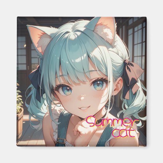summer cat girl マグネット (正面)