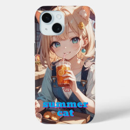 summer cat girl iPhone 15ケース