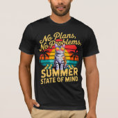 Summer Cat Retro Sunset T-Shirt - No Plans NP Tシャツ (正面)