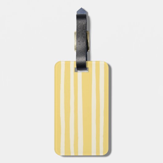 Summer Chic Retro Yellow Stripes Personalized ラゲッジタグ (裏面縦)