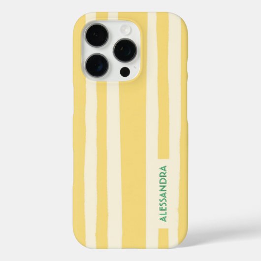 Summer Chic Retro Yellow Stripes Personalized Case-Mate iPhoneケース (裏面)