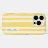 Summer Chic Retro Yellow Stripes Personalized Case-Mate iPhoneケース (裏面 (横))