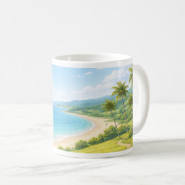 Summer Coastal Landscape Mug コーヒーマグカップ