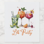 Summer Cocktail Party with Colorful Drinks ワインラベル (シングルラベル)