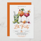 Summer Cocktail Party with Colorful Drinks 招待状 (正面/裏面)