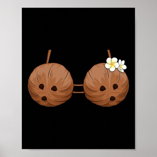 Summer Coconut Bra Halloween Costume Hawaii Aloha ポスター (正面)