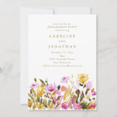 Summer Colorful Floral Painterly Engagement Party 招待状 (正面)