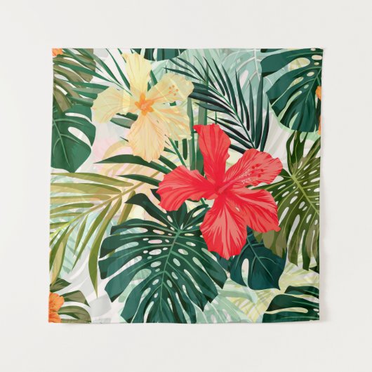 Summer colorful hawaiian seamless pattern with tro タペストリー (正面)