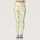 Summer colorful pineapple fruit multicolor pattern レギンス (正面)