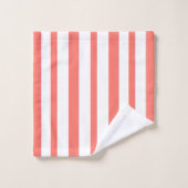 Summer Coral White Stripes バスタオルセット (ウォッシュタオル)