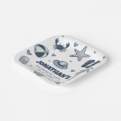 Summer Crab Popsicle Seashell Ball Birthday Party ペーパープレート (傾斜あり)