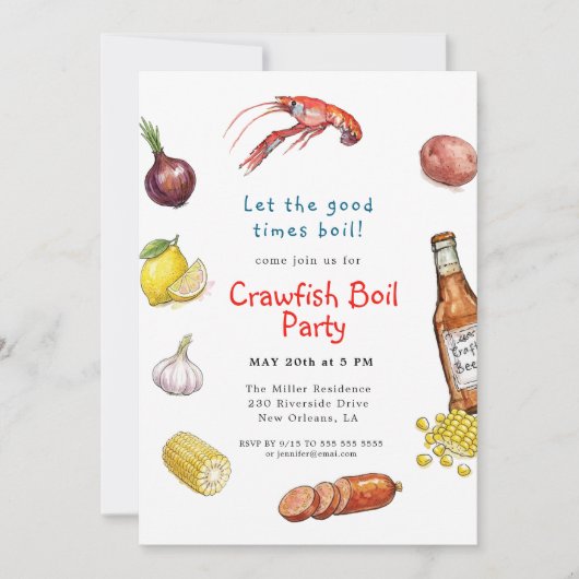 Summer Crawfish Boil Seafood invitation 招待状 (正面)