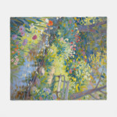 Summer Creek Flowers  フリースブランケット (正面(横))