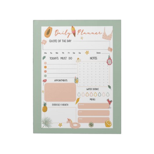 Summer Daily Planner Notepad  ノートパッド (回転)