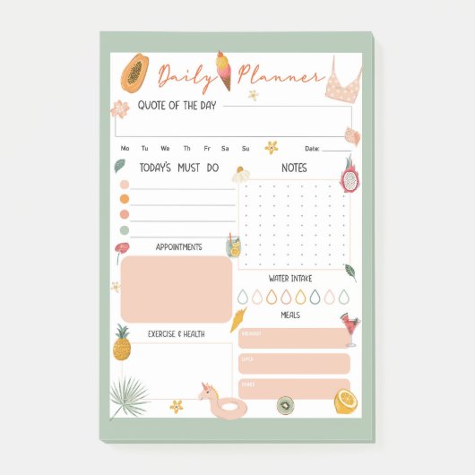 Summer Daily Planner Notepad ポストイット (正面)