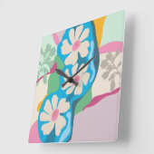Summer Daisies Color Blocks Modern Floral  スクエア壁時計 (傾斜)
