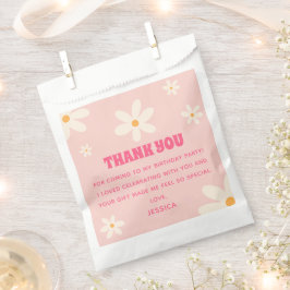 Summer Daisies Pink Kids' Birthday Thank You フェイバーバッグ