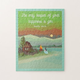 SUMMER ENERGY with huts sun blue sky and a lake ジグソーパズル