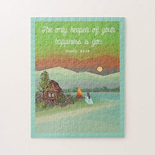 SUMMER ENERGY with huts sun blue sky and a lake ジグソーパズル (縦)