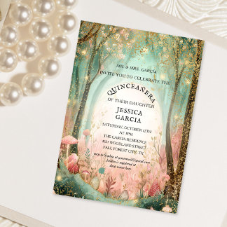 Summer Fairy Tale Enchanted Forest  Quinceañera  招待状