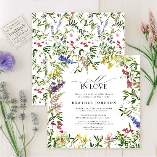 Summer Fall In Love Wildflower Bridal Shower 招待状