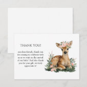Summer Fawn Watercolor Baby Shower Thank You サンキューカード (正面/裏面)