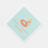 summer flamingo float kids birthday pool party スタンダードランチョンナプキン (角)